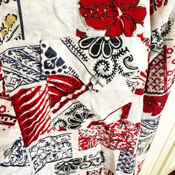 Vintage American Prior Westerns Pearl Snap Red Blue Mens Country Rodeo Shirt - Picture 4 of 13